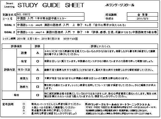 STUDY GUIDE SHEETイメージ